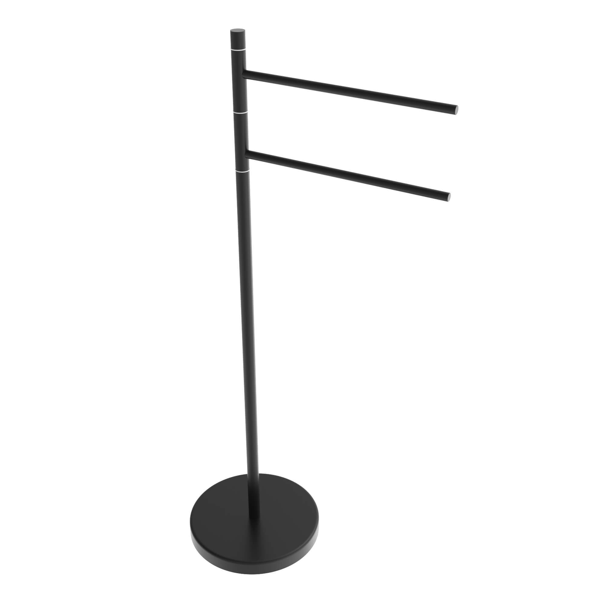 Round, freestanding, double swivel towel rack - Matte black