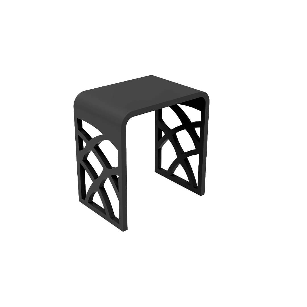 Tabouret de douche avec découpes design – Noir mat