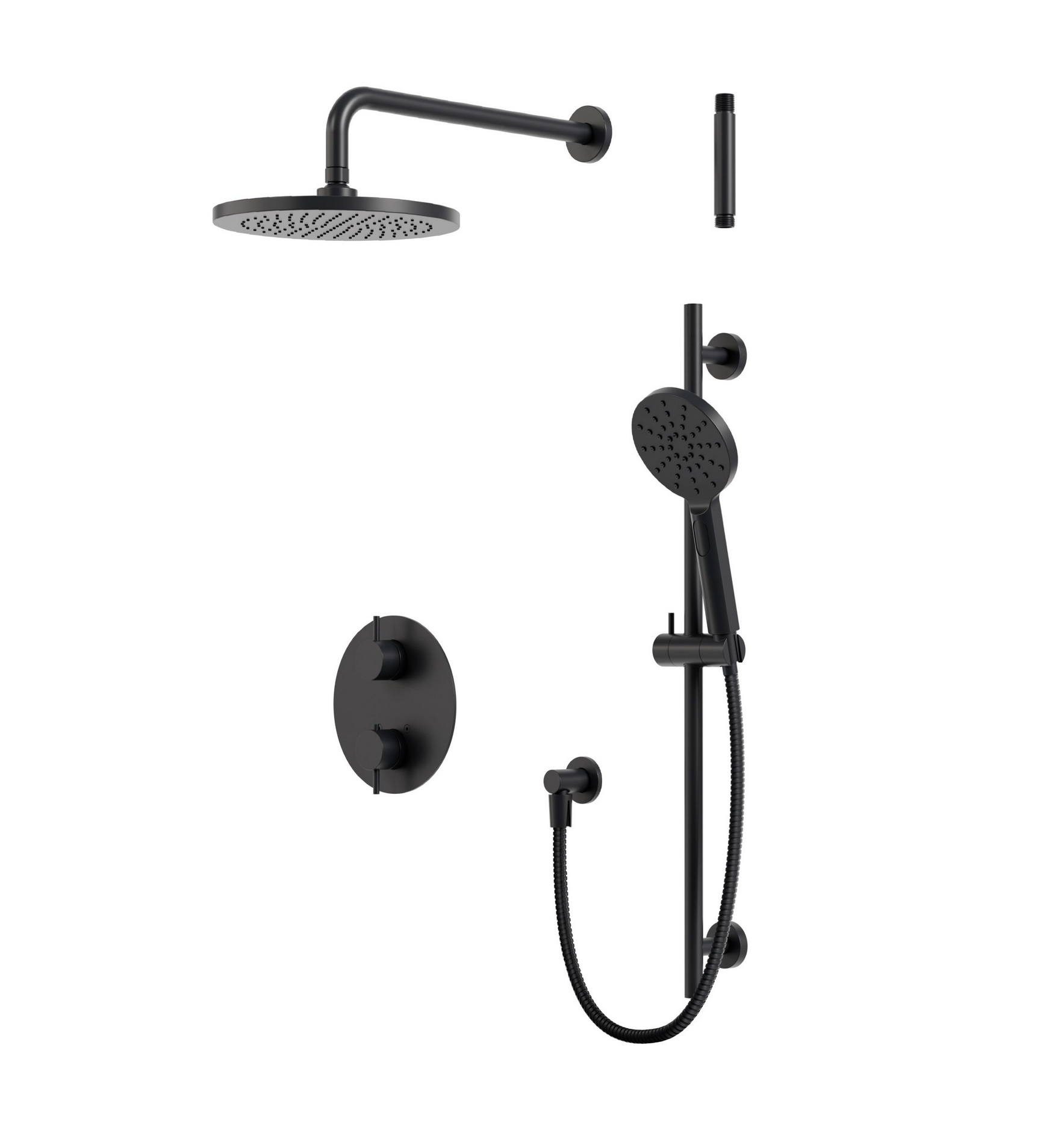 Kit de garniture de douche thermostatique à 2 voies partagées tête ronde