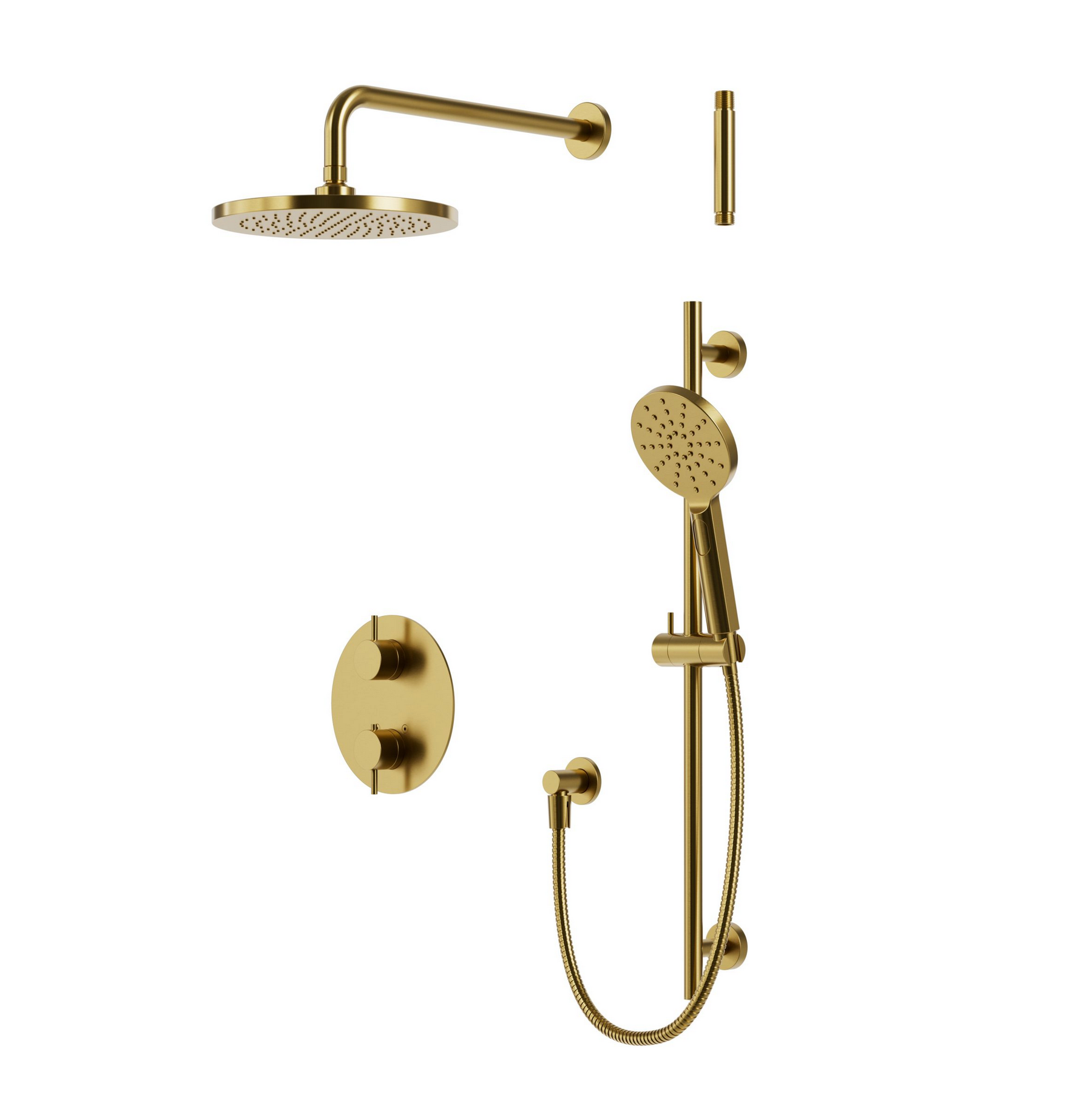 Kit de garniture de douche thermostatique à 2 voies partagées tête ronde