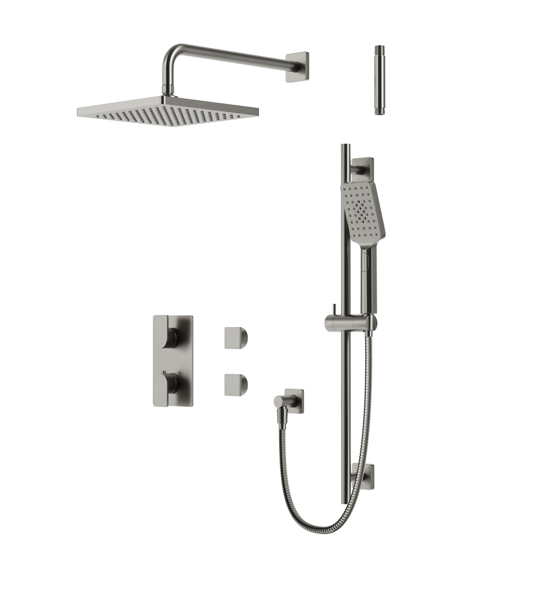 Kit de garniture de douche thermostatique à 2 voies partagées tête carrée