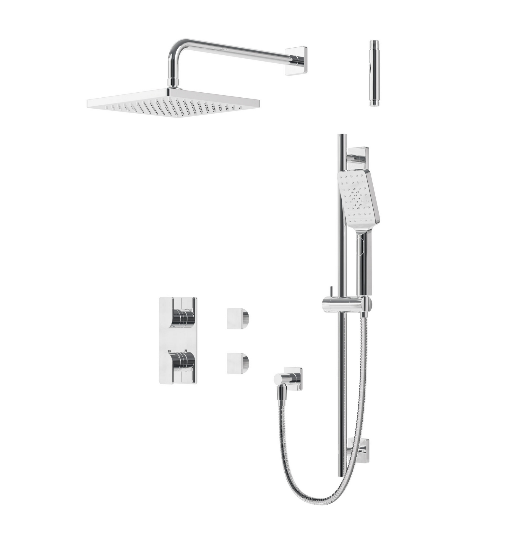 Kit de garniture de douche thermostatique à 2 voies partagées tête carrée