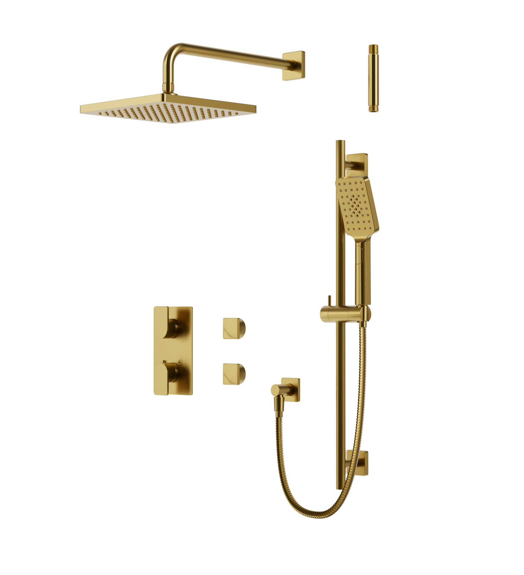 Kit de garniture de douche thermostatique à 2 voies partagées tête carrée