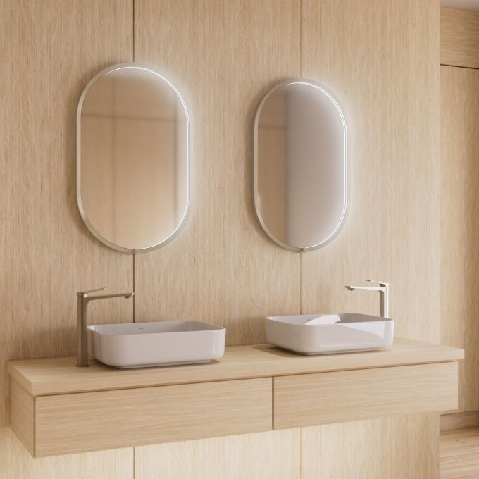 NOX Miroir Oblong à Éclairage DEL 20 x 32 Avec Interrupteur Tactile pour Contrôle de Température de Couleur - Noir