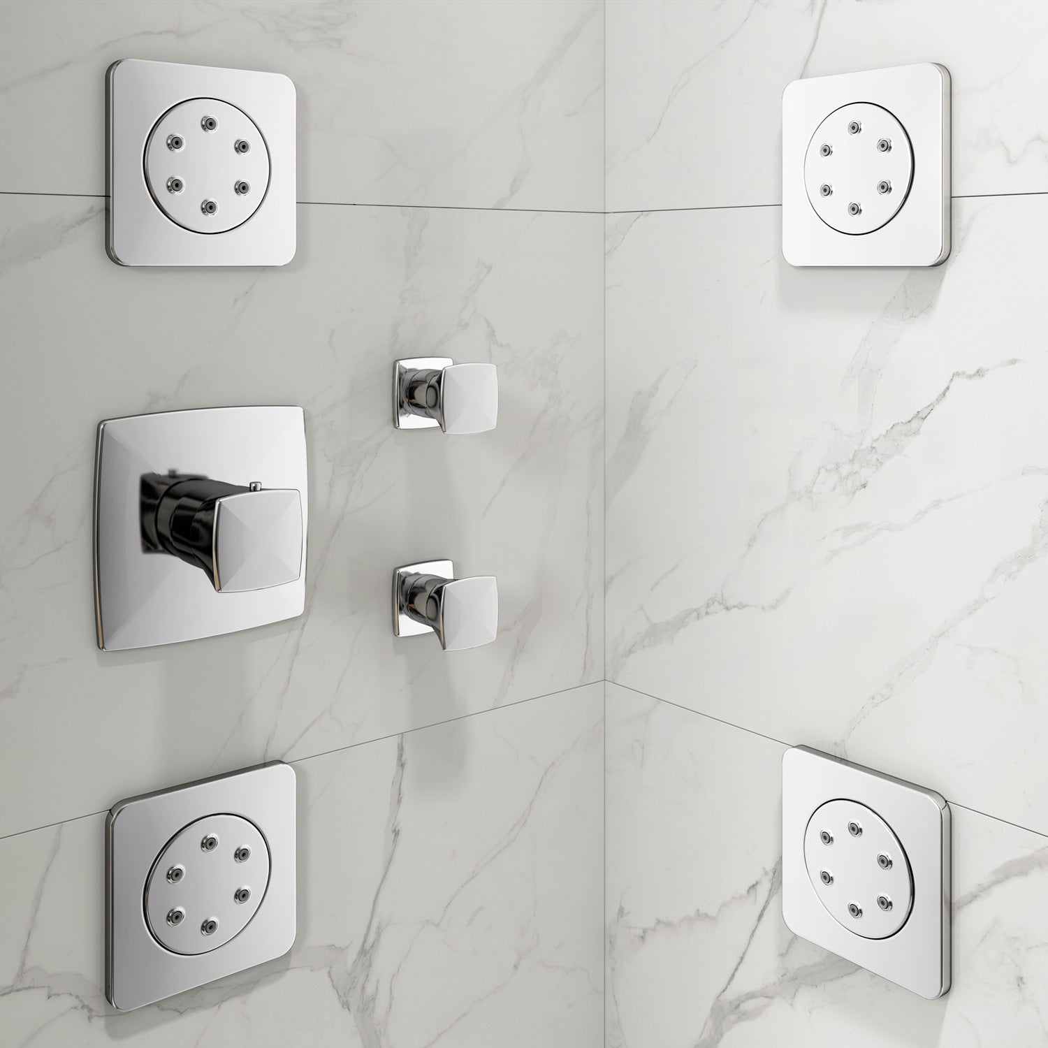 Jet de Corps Ajustable avec Garnitures Ronde et Carrée Chrome