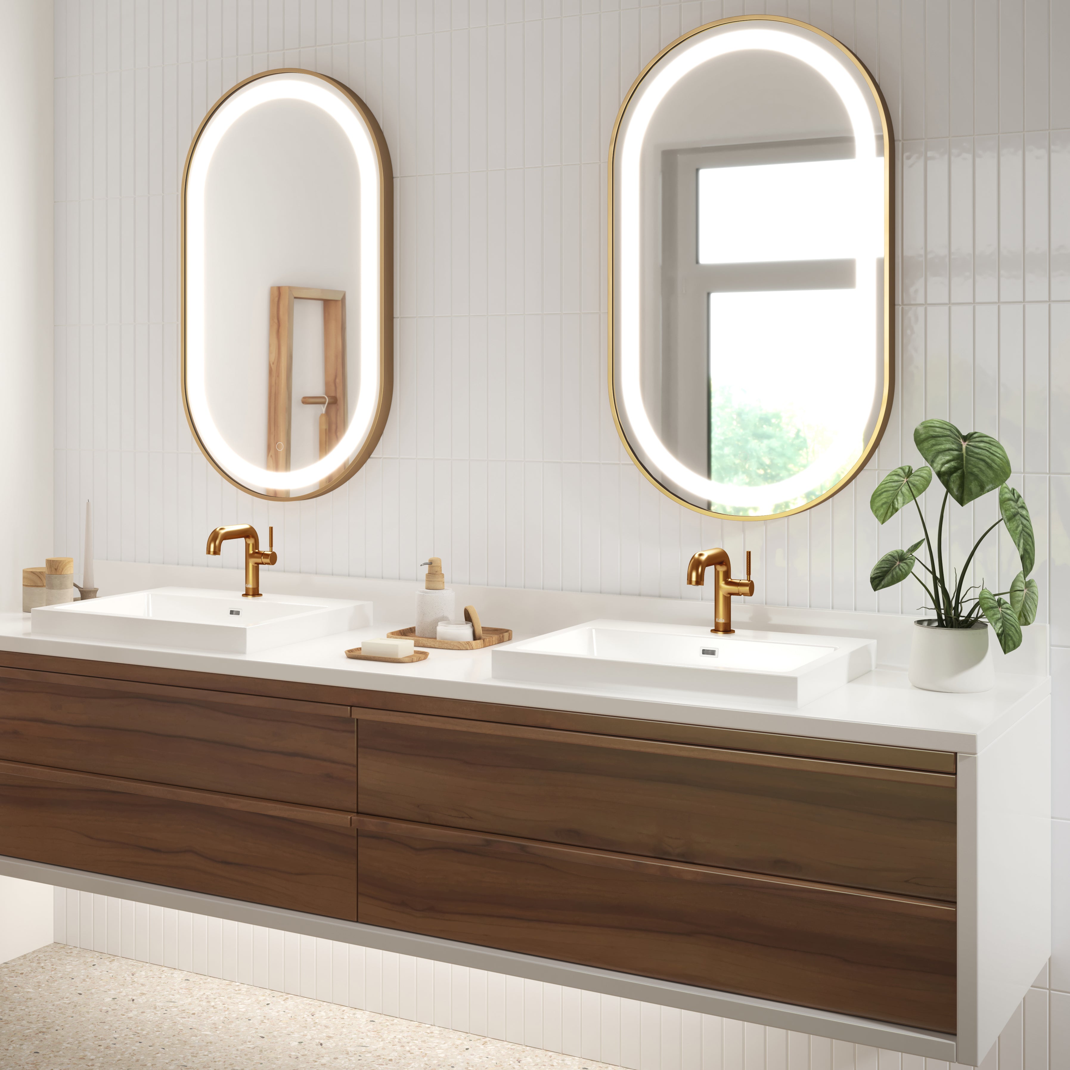 PRECISO™ Robinet Monotrou de Lavabo avec Drain à Pression et Trop-Plein Or Brossé