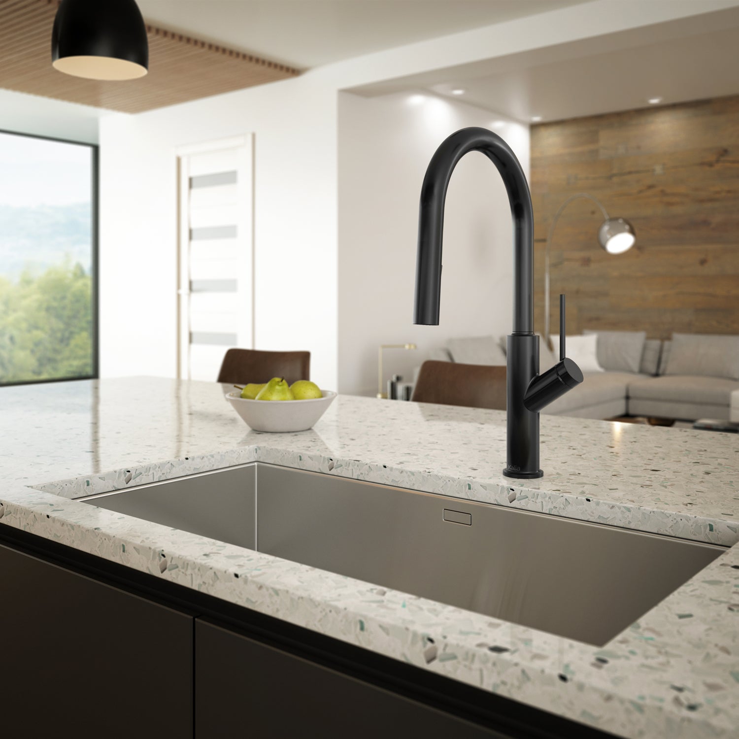 KARISMATIK Robinet de Cuisine Monocommande Douchette Extensible, 2 Jets Noir Mat