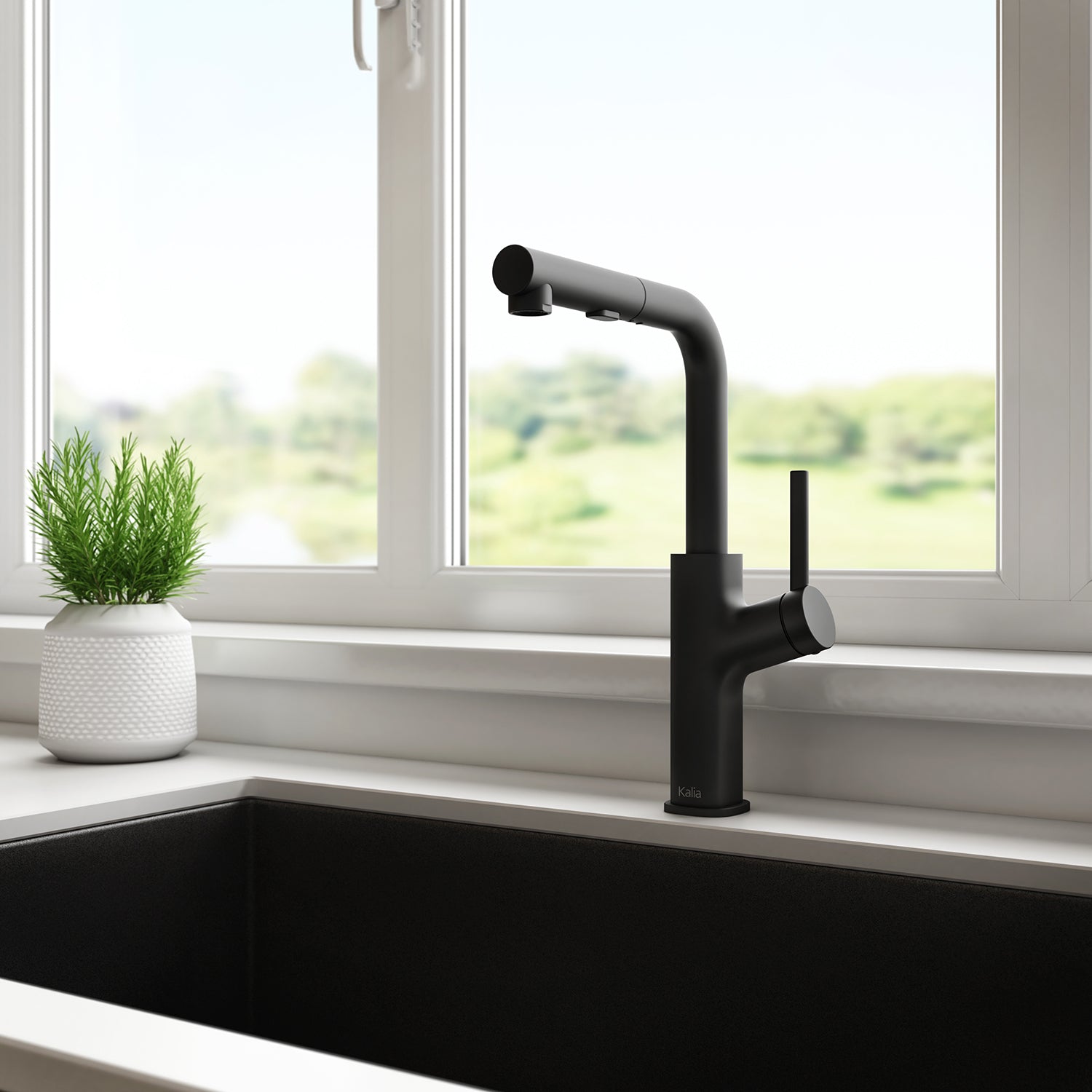 MASIMO surfer™ Robinet de Cuisine Monocommande Douchette Rétractable, 2 Jets Noir Mat