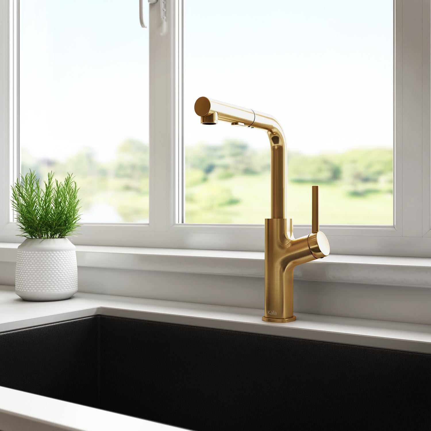 MASIMO surfer™ Robinet de Cuisine Monocommande Douchette Rétractable, 2 Jets Or Brossé