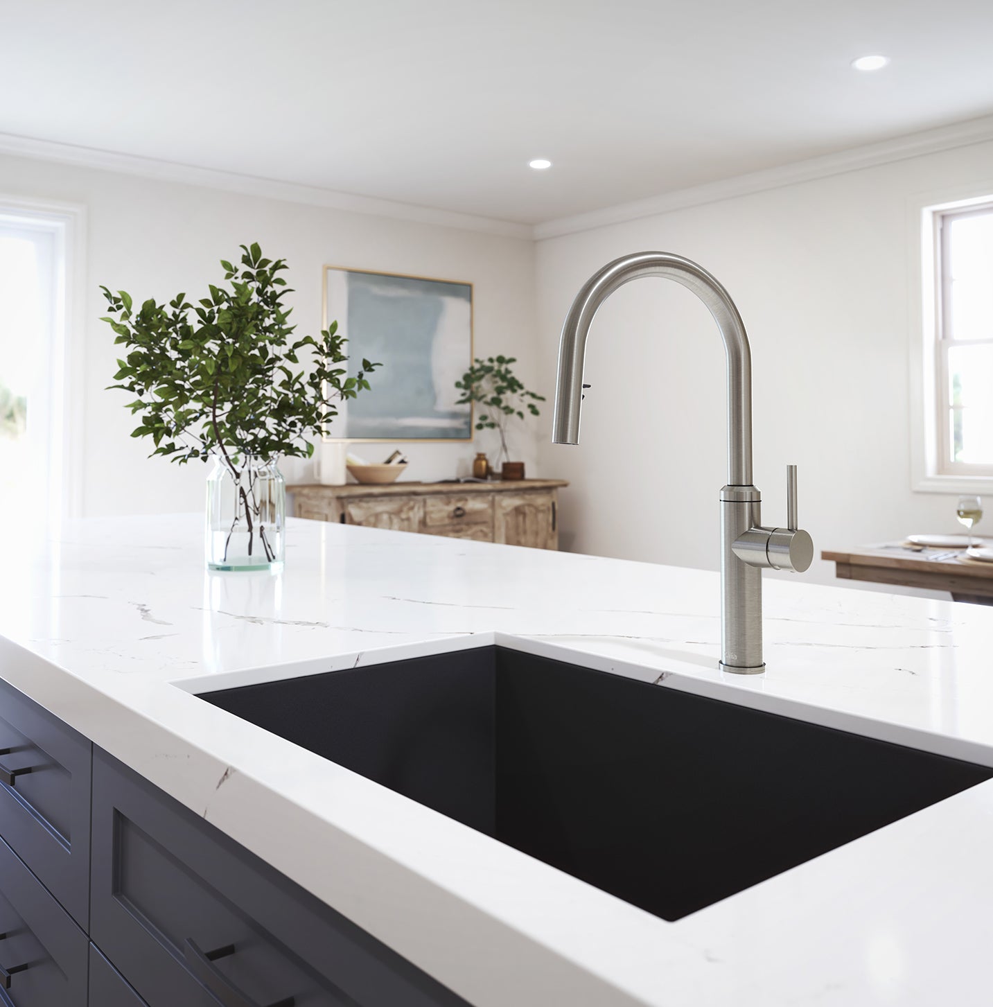 ENORA diver™ Robinet de Cuisine Monocommande Douchette Extensible, 2 Jets Inox PVS