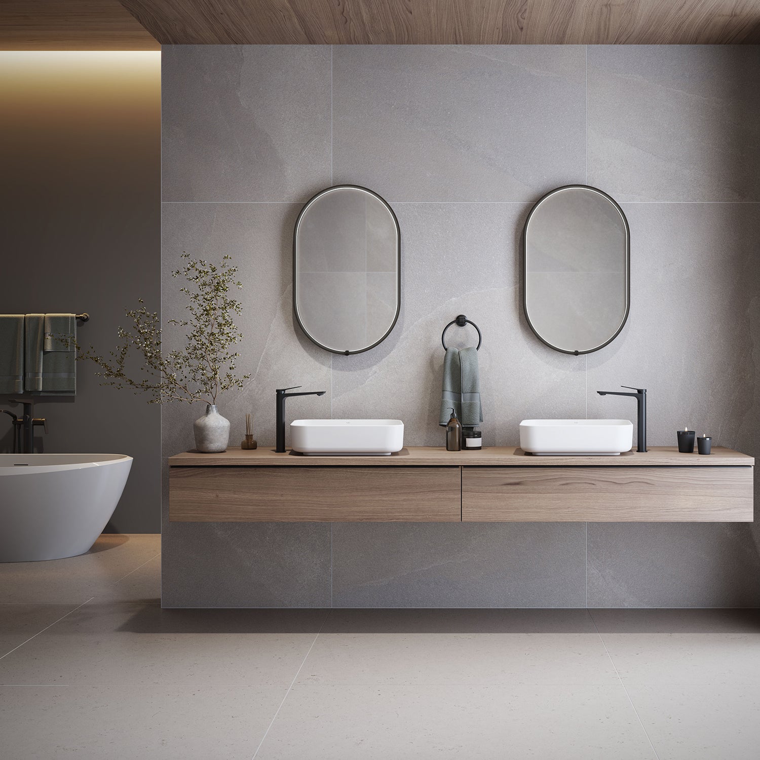 NOX Miroir Oblong à Éclairage DEL 20 x 32 Avec Interrupteur Tactile pour Contrôle de Température de Couleur - Noir