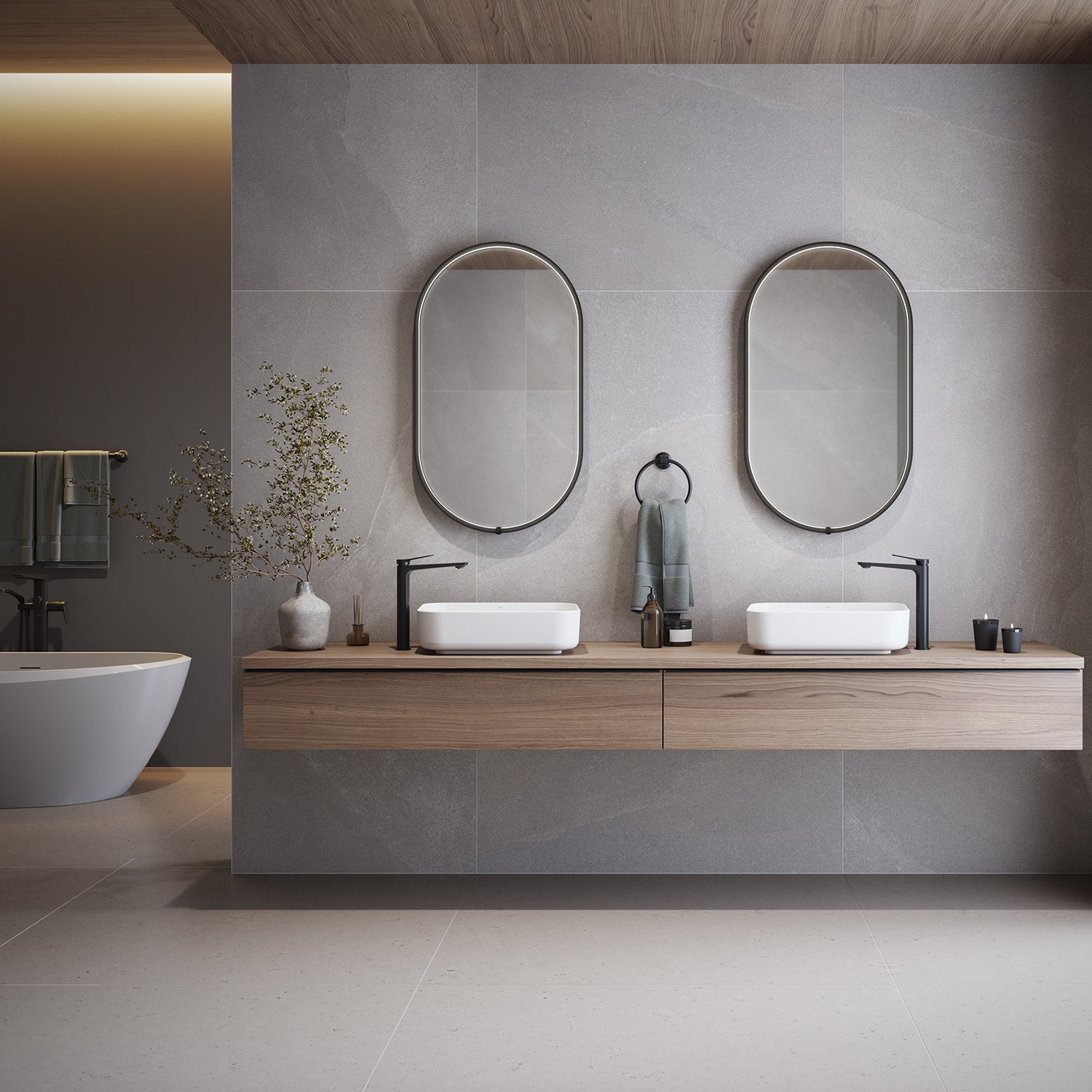 NOX Miroir Oblong à Éclairage DEL 22 x 38 Avec Interrupteur Tactile pour Contrôle de Température de Couleur - Noir