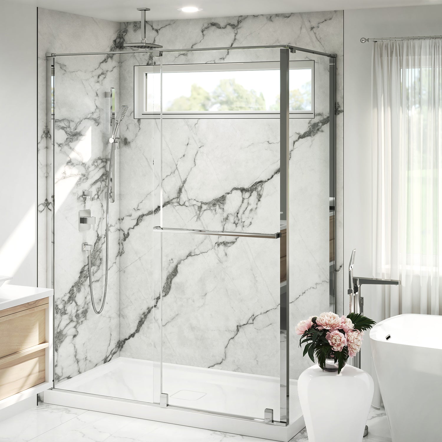 48x36 Minerals #500 Shower Wall Set, 2 Panels, 48x36 for Corner Installation - Minerals #500 Glossy