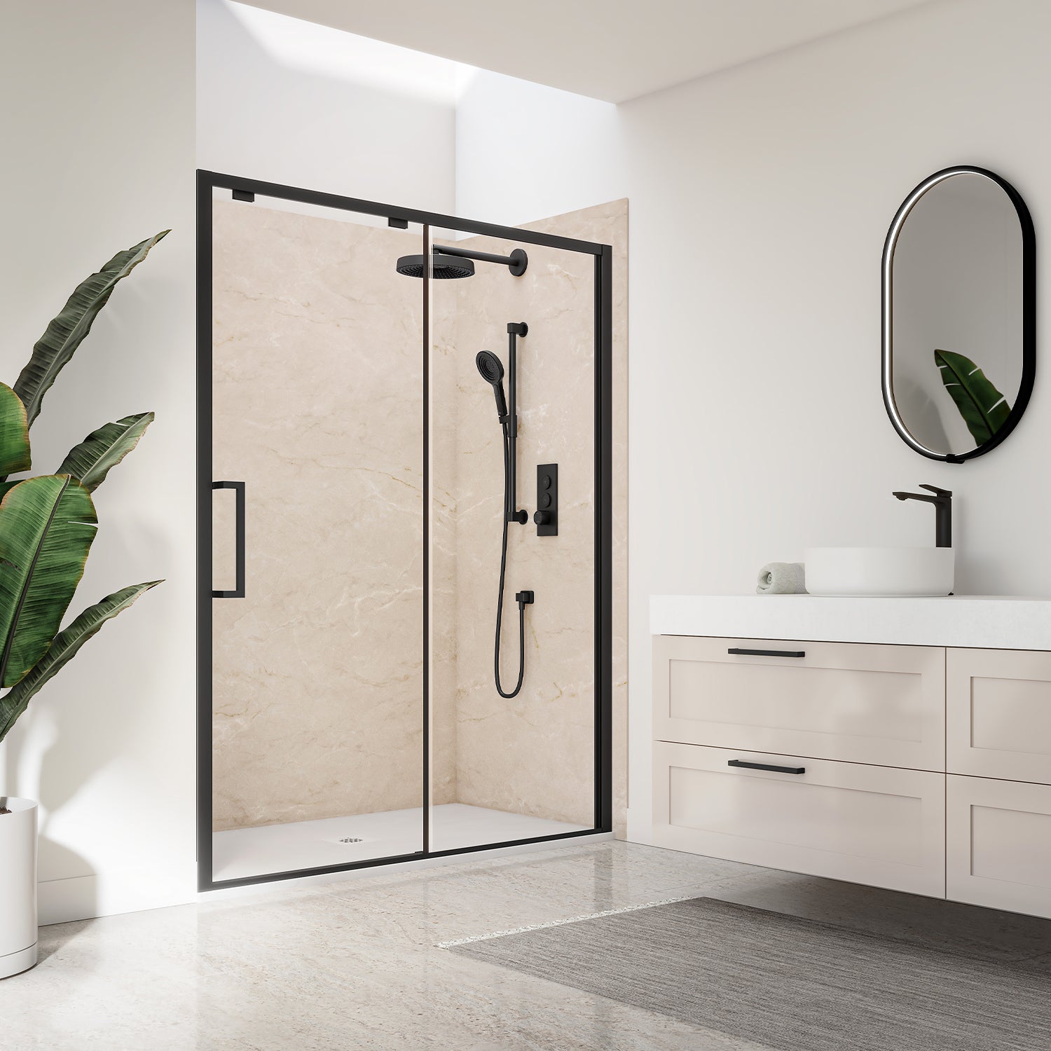 32x60x32 Minéraux #520 Ensemble de Murs de Douche 3 Panneaux 60x32 pour Installation en Alcôve - Minéraux #520 Lustré