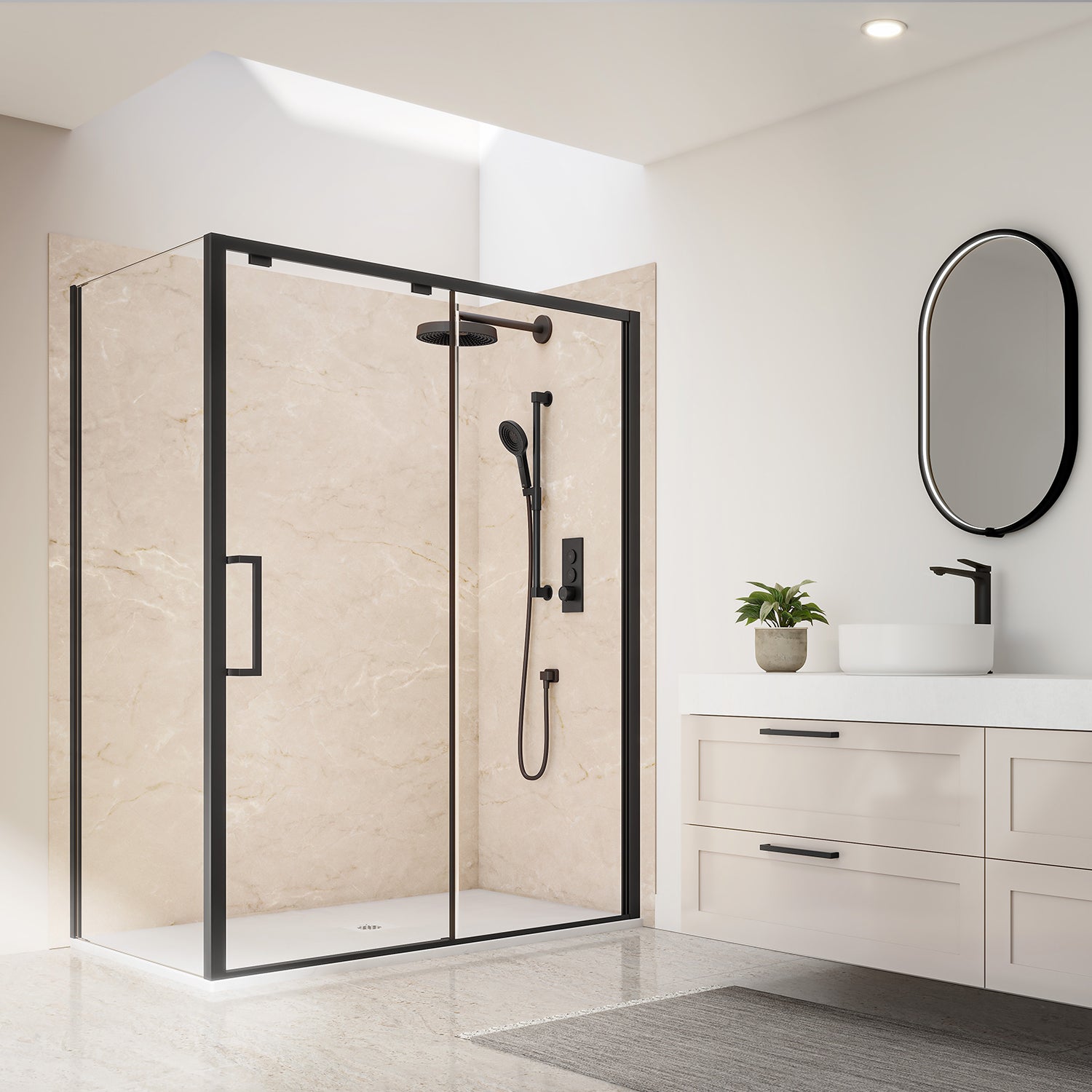 48x36 Minéraux #520 Ensemble de Murs de Douche 2 Panneaux 48x36 pour Installation de Coin - Minéraux #520 Lustré