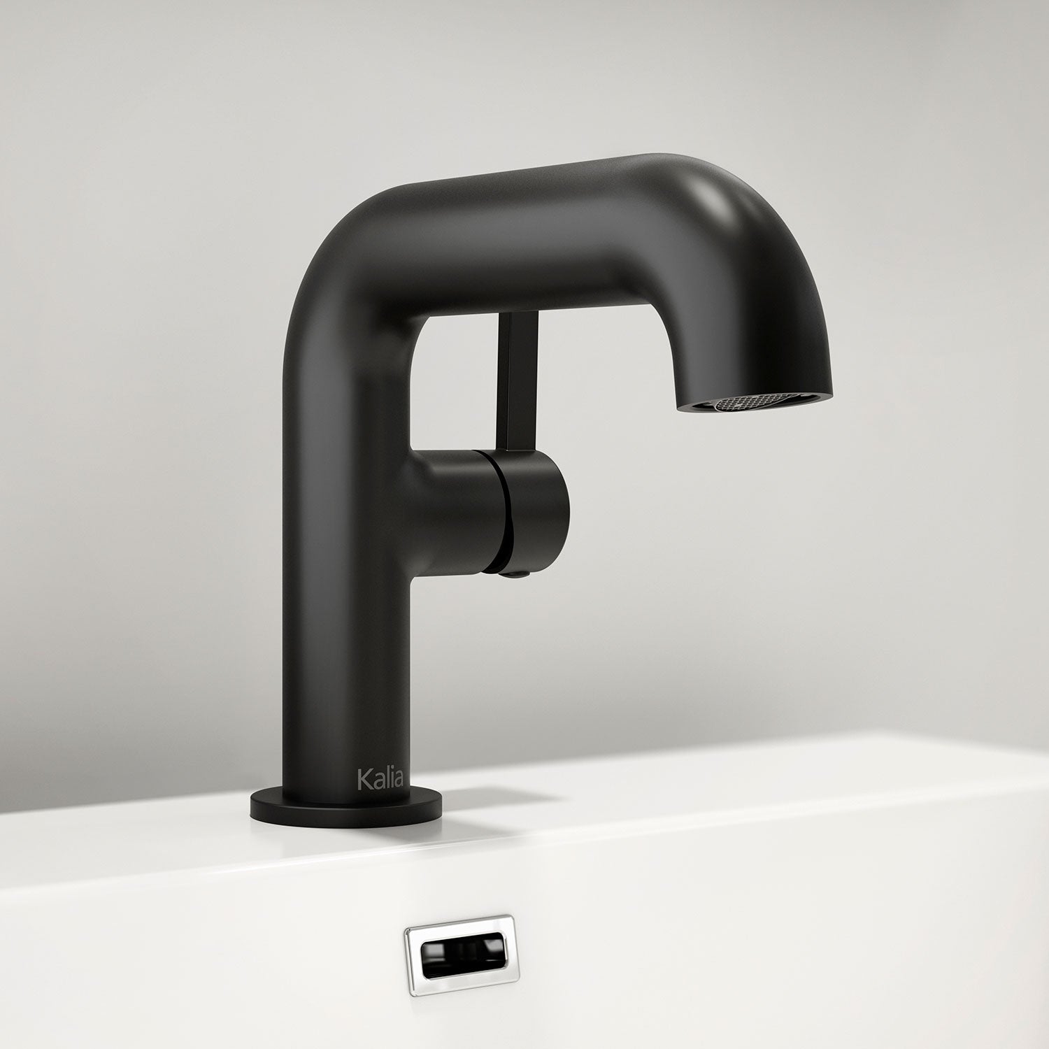 BASICO™ Robinet de Lavabo Monotrou avec Poignée à Levier Latérale (Sans Drain) Noir Mat