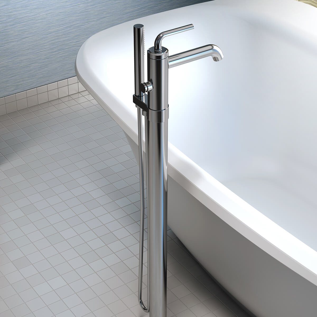 CITÉ™ Robinet de Plancher pour Baignoire avec Douchette Chrome