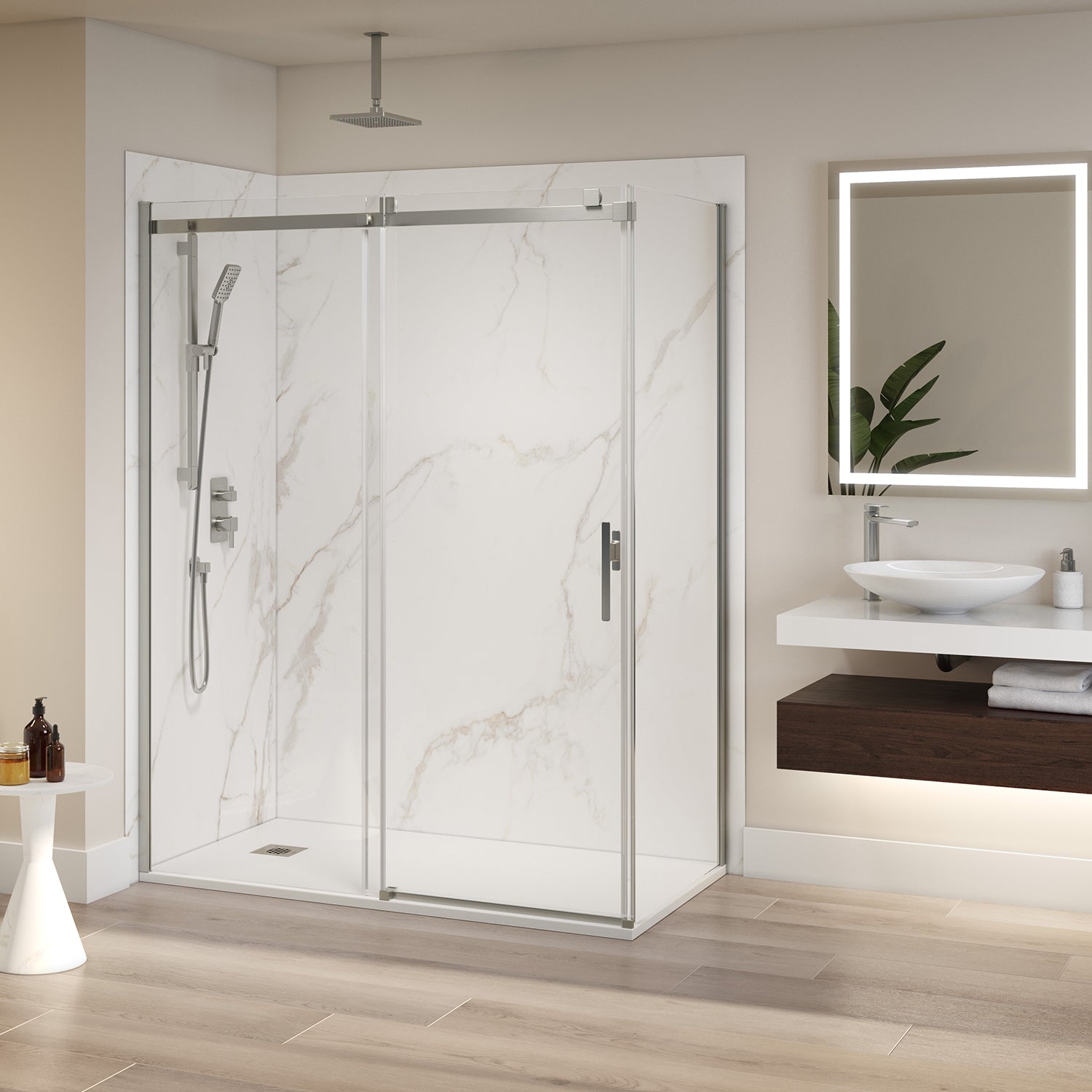 60x36 Golden Minerals #510 Shower Wall Set, 2 Panels, 60x36 for Corner Installation - Golden Minerals #510 Glossy