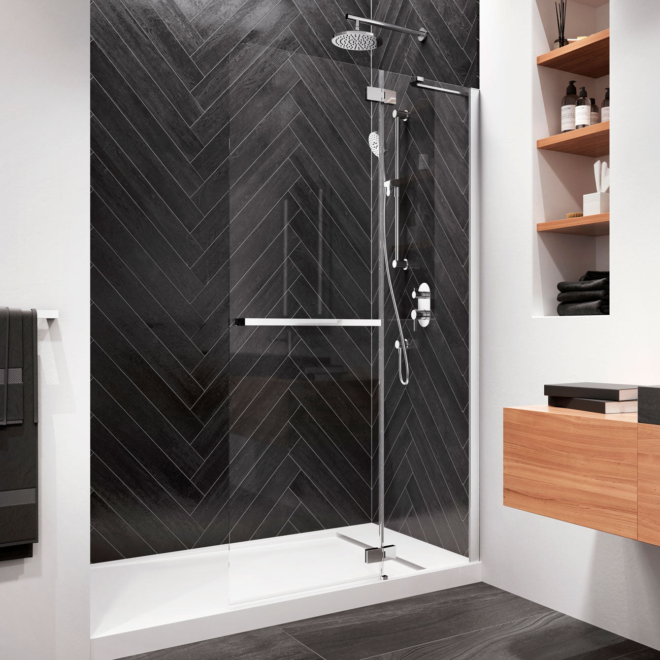 PRATIKA™ Écran de Douche 42'' x 77'' Chrome Verre Clair Duraclean