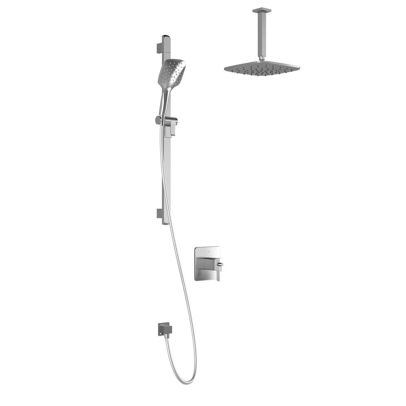 GRAFIK™ TCD1 PLUS (Valve Non Incluse) : Système de Douche T/P AQUATONIK™ Coaxiale avec Bras Vertical Chrome