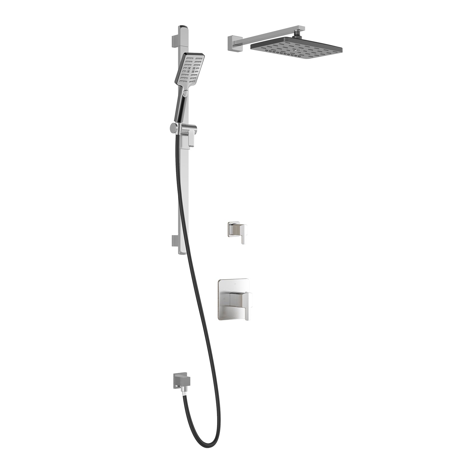 GRAFIK™ TD2 PREMIA (Valves Non Incluses) : Système de Douche AQUATONIK™ T/P avec Bras Mural Chrome/Noir