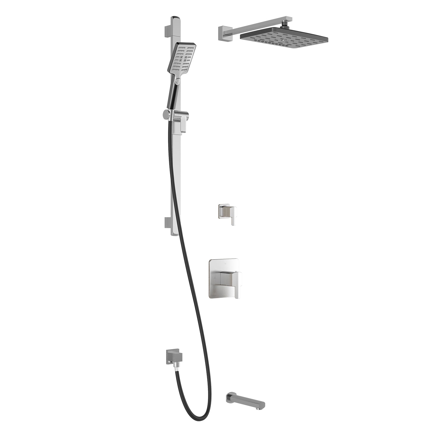 GRAFIK™ TD3 PREMIA (Valves Non Incluses) : Système de Douche AQUATONIK™ T/P avec Bras Mural Chrome/Noir