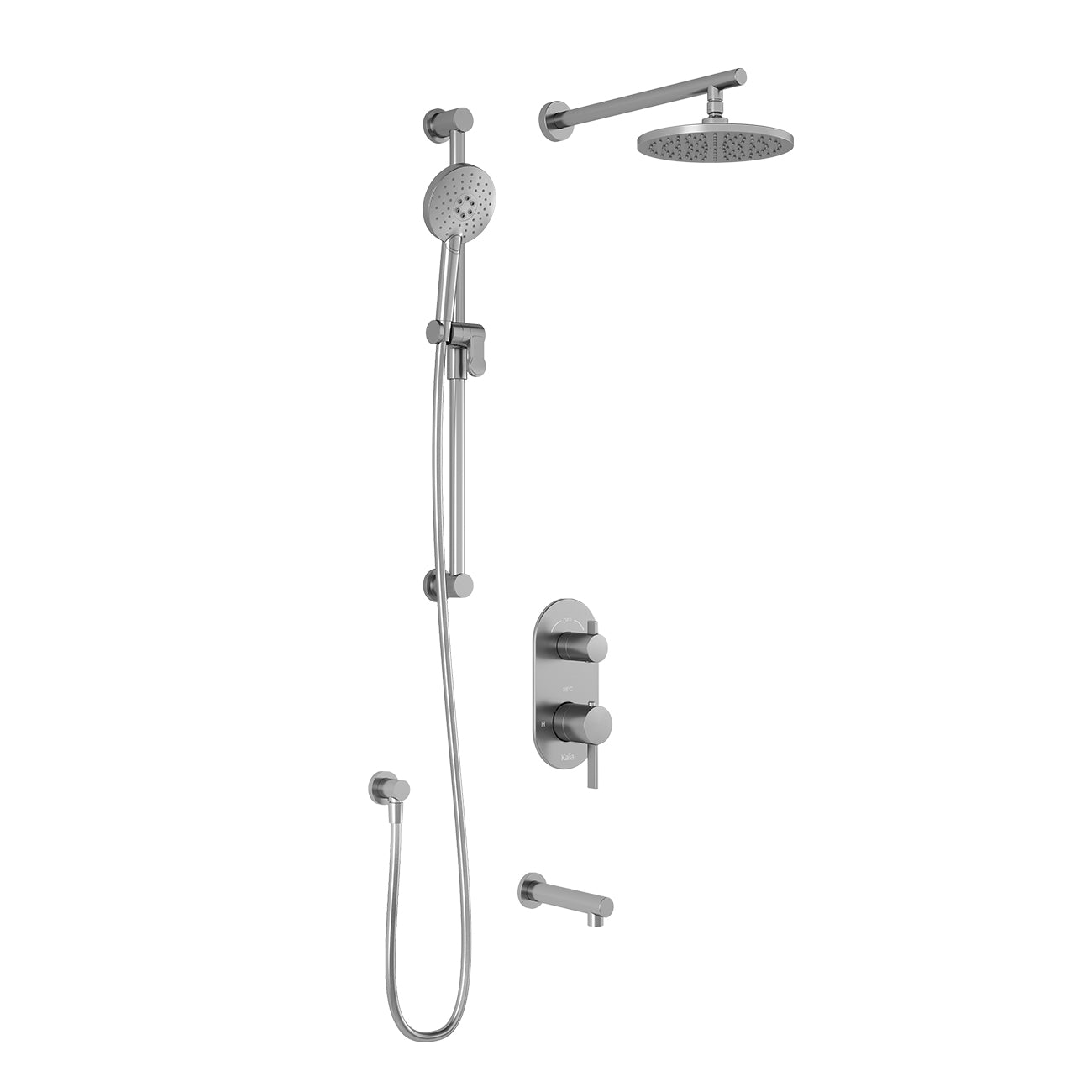 RoundOne™ TD3 (Valve Non Incluse) : Système de Douche T/P AQUATONIK™ et Sélecteur avec Bras Mural Chrome