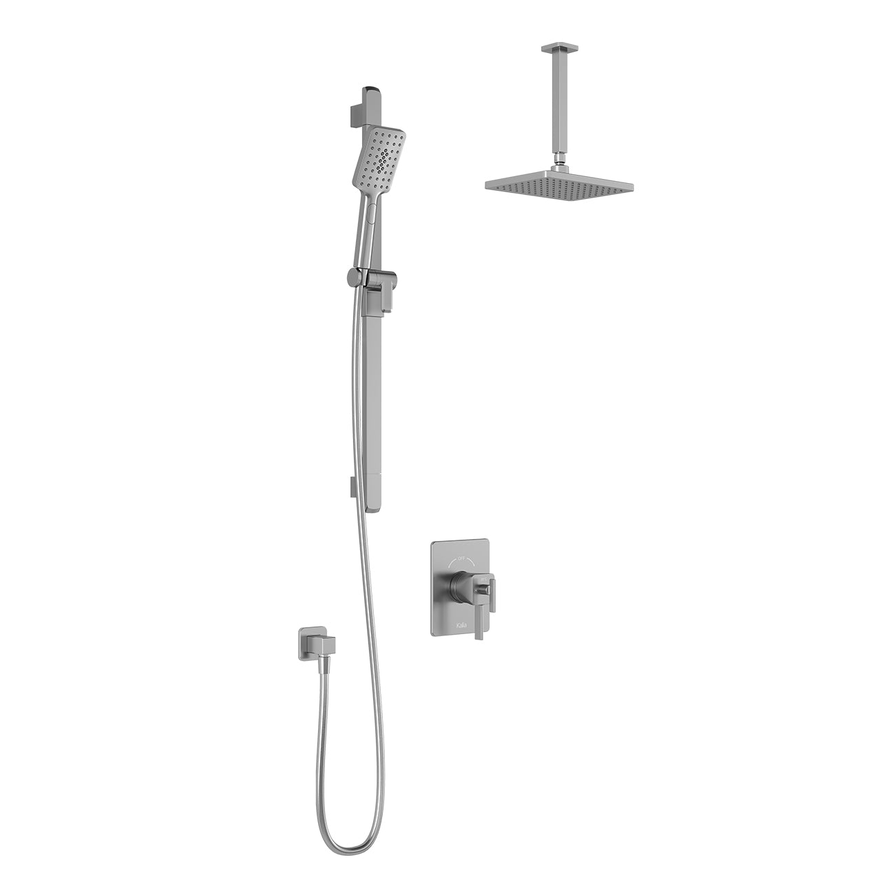 SquareOne™ TCD1 (Valve Non incluse) : Système de Douche T/P AQUATONIK™ Coaxiale avec Bras Vertical Chrome