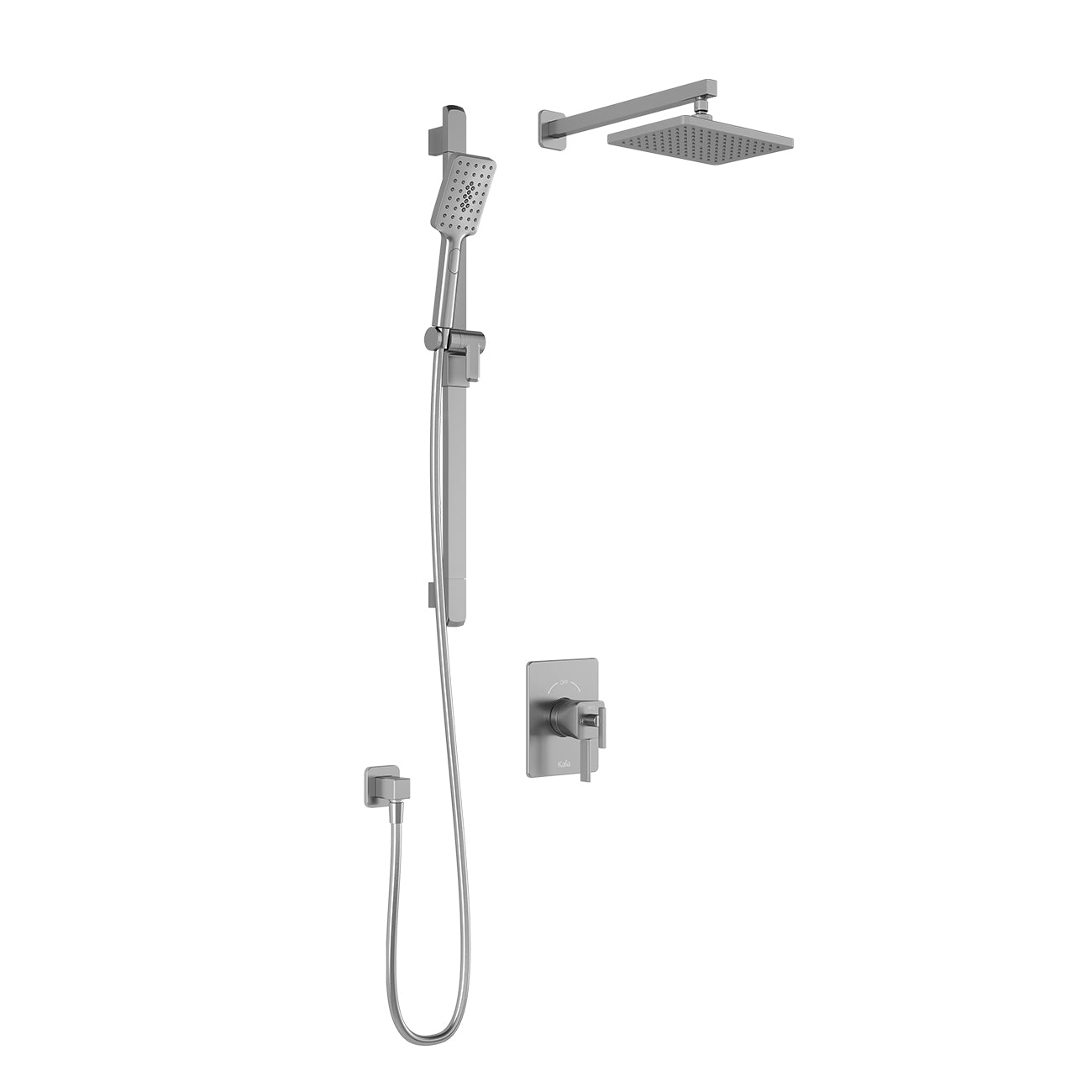 SquareOne™ TCD1 (Valve Non Incluse) : Système de Douche T/P AQUATONIK™ Coaxiale avec Bras Mural Chrome