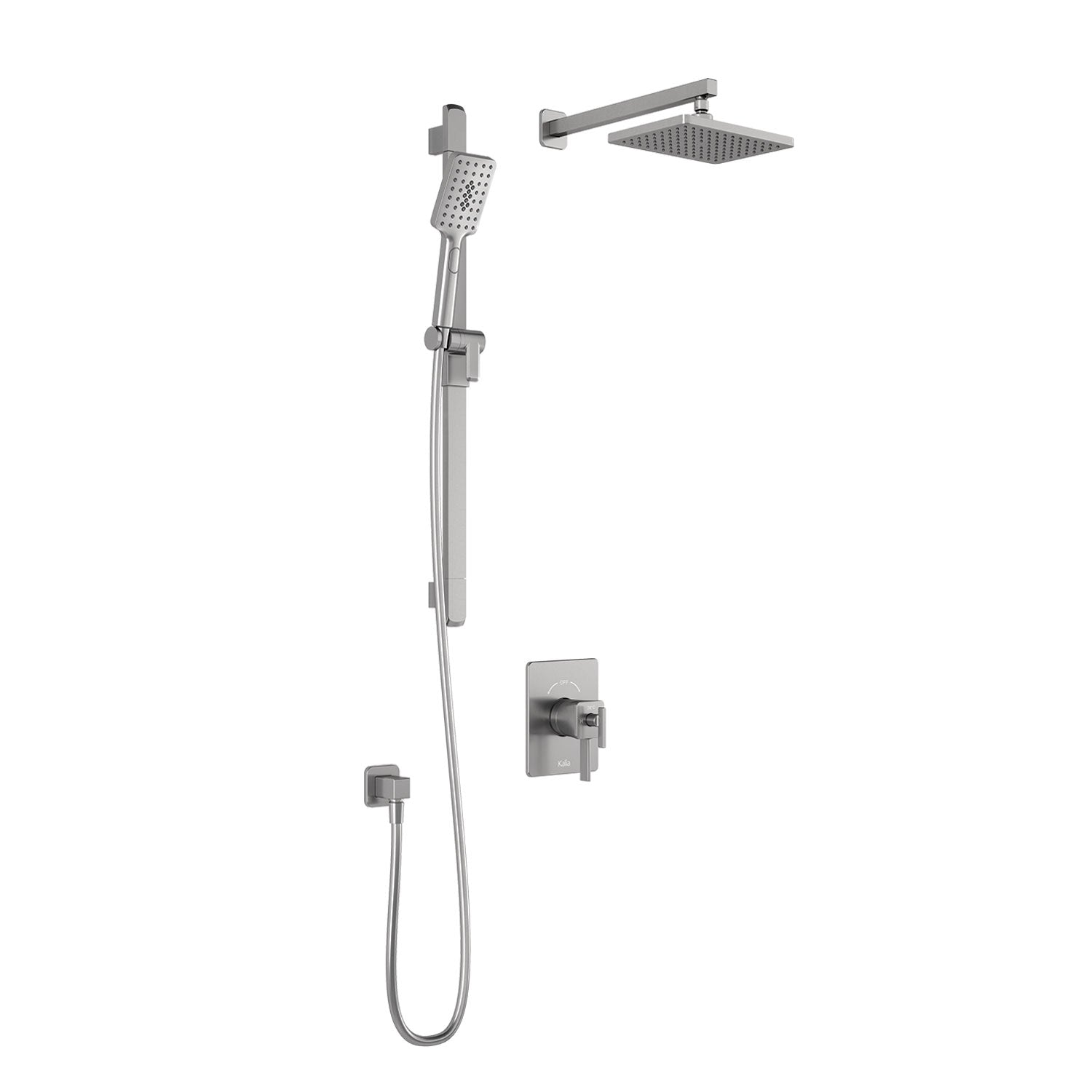 SquareOne™ TCD1 (Valve Non Incluse) : Système de Douche T/P AQUATONIK™ Coaxiale avec Bras Mural Nickel Pur PVS