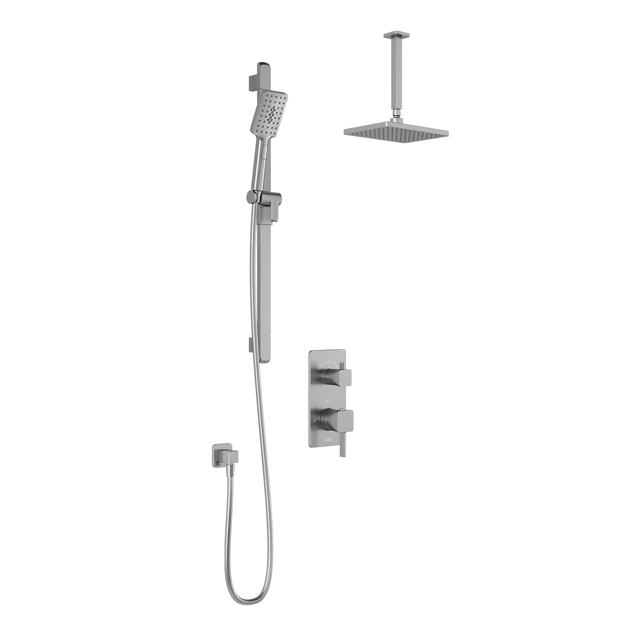 SquareOne™ TD2 : Système de Douche T/P AQUATONIK™ et Sélecteur avec Bras Vertical Chrome