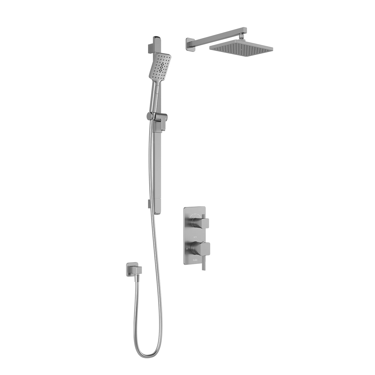 SquareOne™ TD2 (Valve Non Incluse) : Système de Douche T/P AQUATONIK™ et Sélecteur avec Bras Mural Chrome