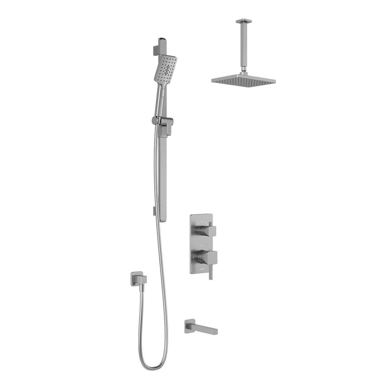 SquareOne™ TD3 : Système de Douche T/P AQUATONIK™ et Sélecteur avec Bras Vertical Chrome