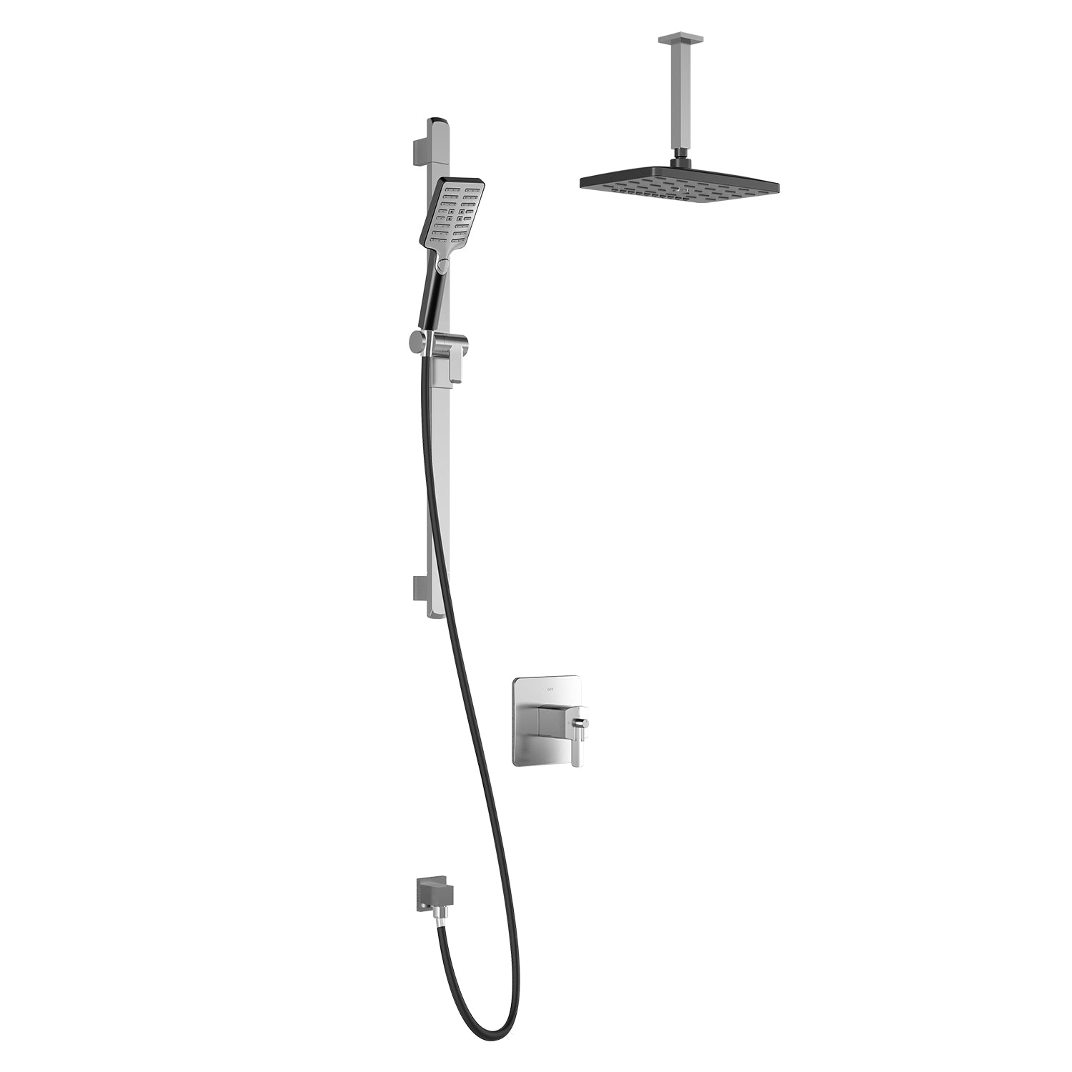 GRAFIK™ TCD1 PREMIA : Système de Douche T/P AQUATONIK™ Coaxiale avec Bras Vertical Chrome/Noir