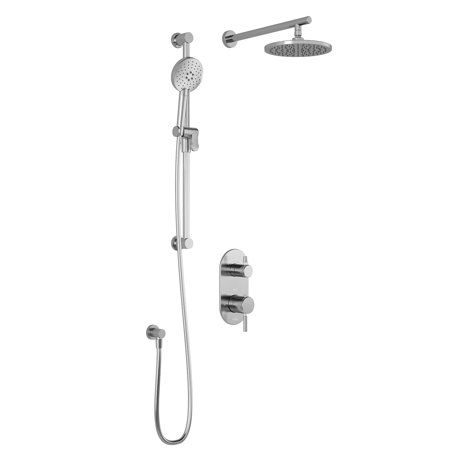 PRECISO™ TD2 (Valve Non Incluse) : Système de Douche T/P AQUATONIK™ et Sélecteur avec Bras Mural Chrome