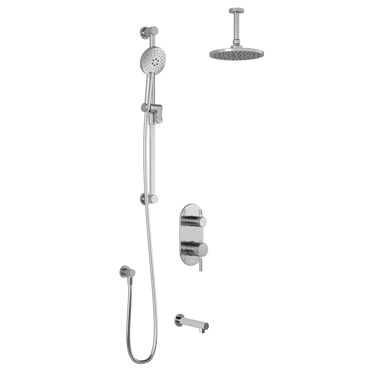 PRECISO™ TD3 : Système de Douche T/P AQUATONIK™ et Sélecteur avec Bras Vertical Chrome