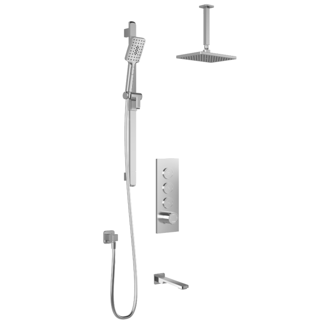 KAREO TB3 Shower Set with Push-Button Valve - Vertical Arm