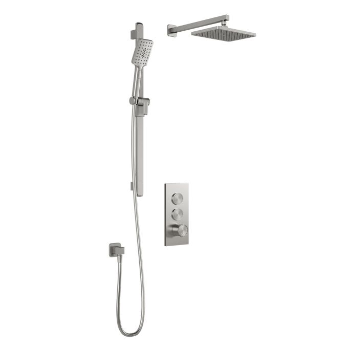 KAREO TB2 Ensemble de douche thermostatique avec valve à boutons-poussoirs - Bras mural
