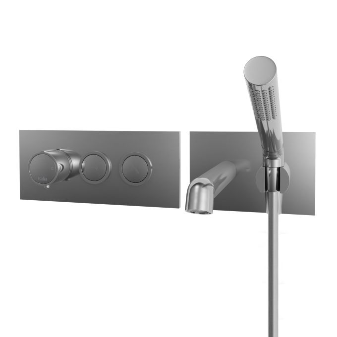 ELVA Robinet mural pour baignoire avec valve thermostatique 1/2'' de type T/P AQUATONIK™ à boutons-poussoirs 2 voies