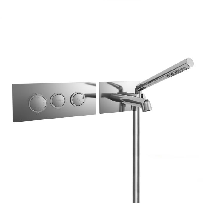 ELVA Robinet mural pour baignoire avec valve thermostatique 1/2'' de type T/P AQUATONIK™ à boutons-poussoirs 2 voies