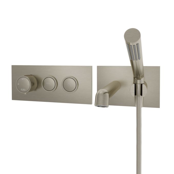 ELVA Robinet mural pour baignoire avec valve thermostatique 1/2'' de type T/P AQUATONIK™ à boutons-poussoirs 2 voies