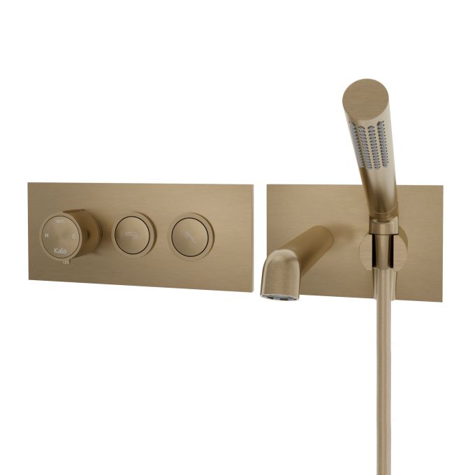 ELVA Robinet mural pour baignoire avec valve thermostatique 1/2'' de type T/P AQUATONIK™ à boutons-poussoirs 2 voies