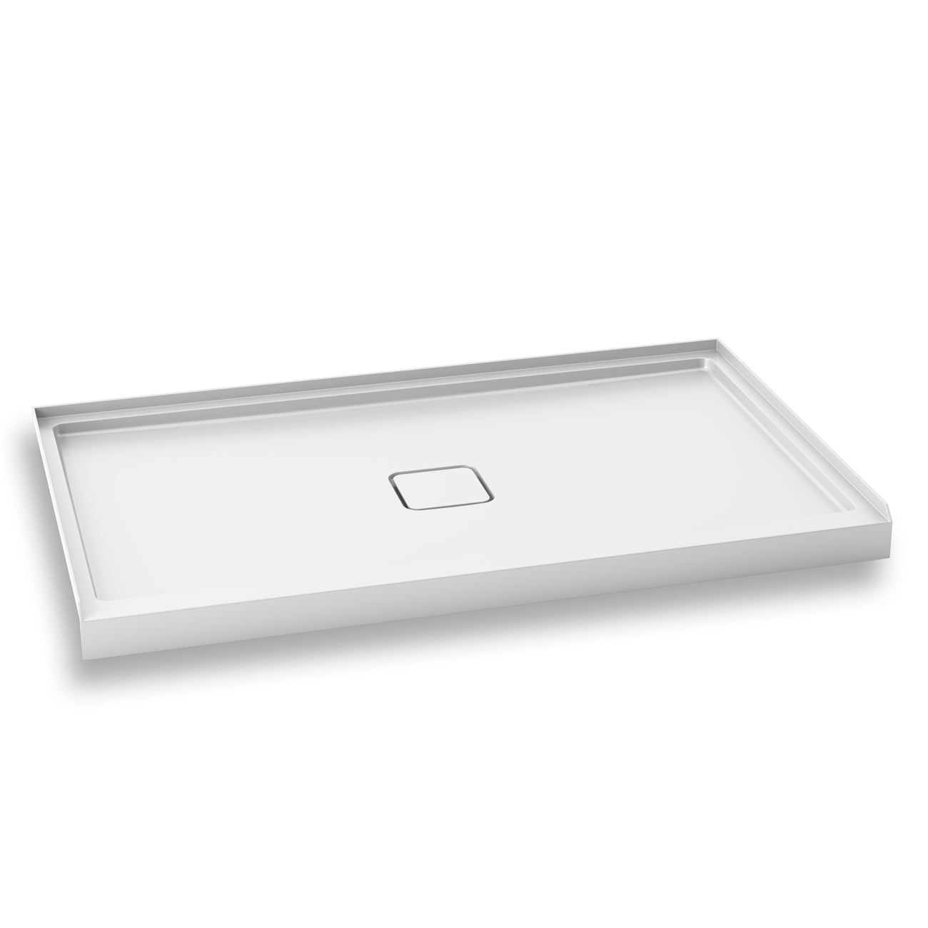 KOVER™ 60x36 Base de Douche Rectangulaire en Acrylique 60x36 avec Drain Central et Bride de Carrelage Intégrée sur 3 Murs