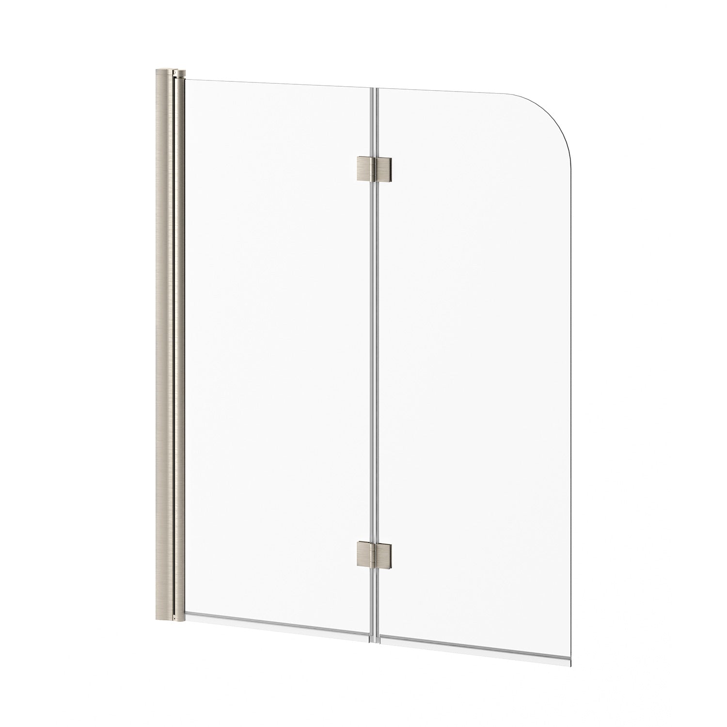 FLIP™ Écran de Baignoire à Pivot Sans Cadre 2 Panneaux 46'' x 56'' Nickel Brossé Verre Clair