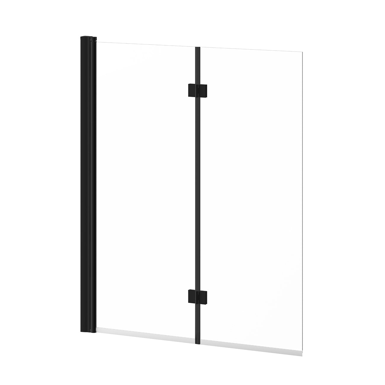 FLIP™ 90° Écran de Baignoire à Pivot Sans Cadre 2 Panneaux 46'' x 56'' Noir Mat Verre Clair