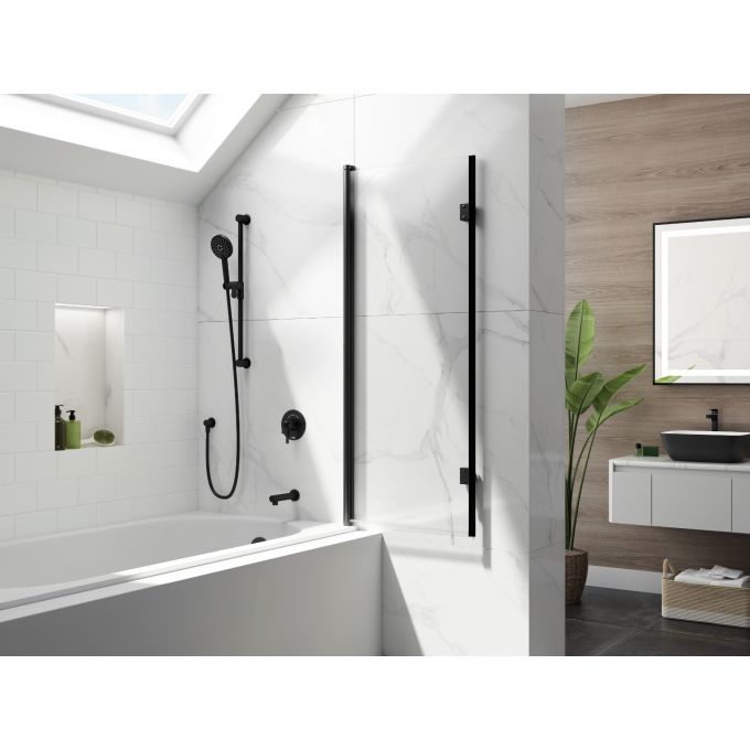 FLIP™ Écran de Baignoire à Pivot Sans Cadre 2 Panneaux 46'' x 56'' Chrome Verre Clair