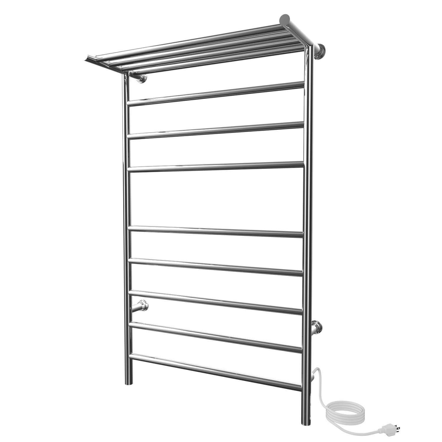 Chauffe-serviettes électrique d'angle Kontour 24" x 40" avec étagère - Chrome