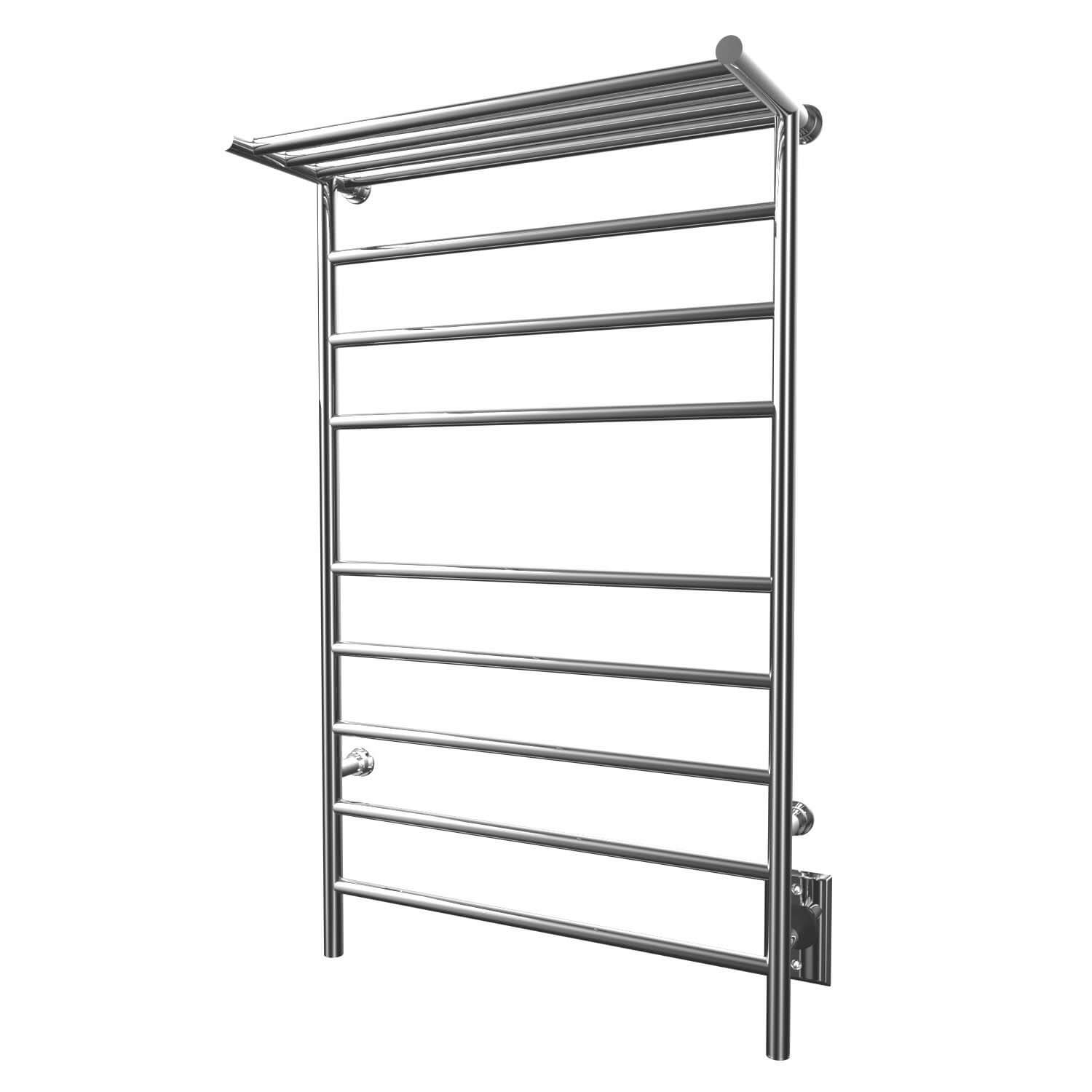 Chauffe-serviettes électrique d'angle Kontour 24" x 40" avec étagère - Chrome