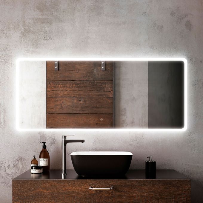 PROFILA Rectangular LED Illuminated Mirror 24 x 56 with Frosted Border and 2-Tone Touch Switch
