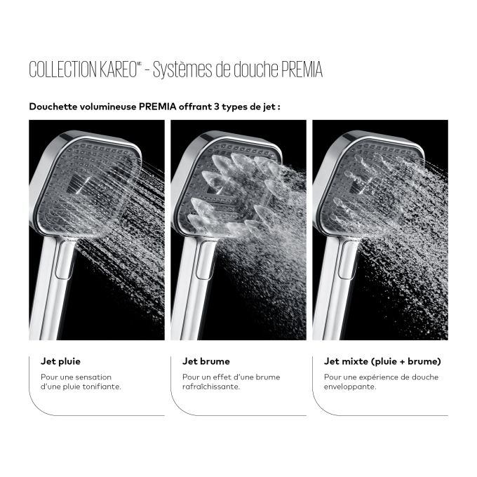 KAREO™ TD3 PREMIA (Valve Not Included): AQUATONIK™ T/P Shower System and Selector with Chrome Vertical Arm